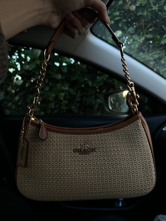 Beige brown Beach Teri Coach Shoulder Handbag