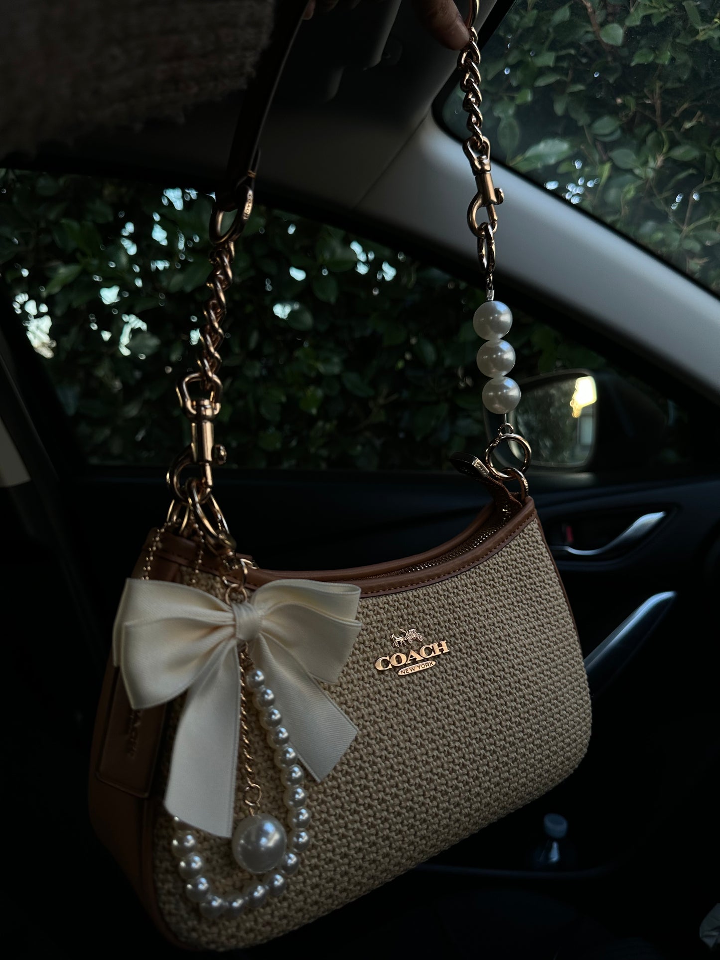 Beige brown Beach Teri Coach Shoulder Handbag