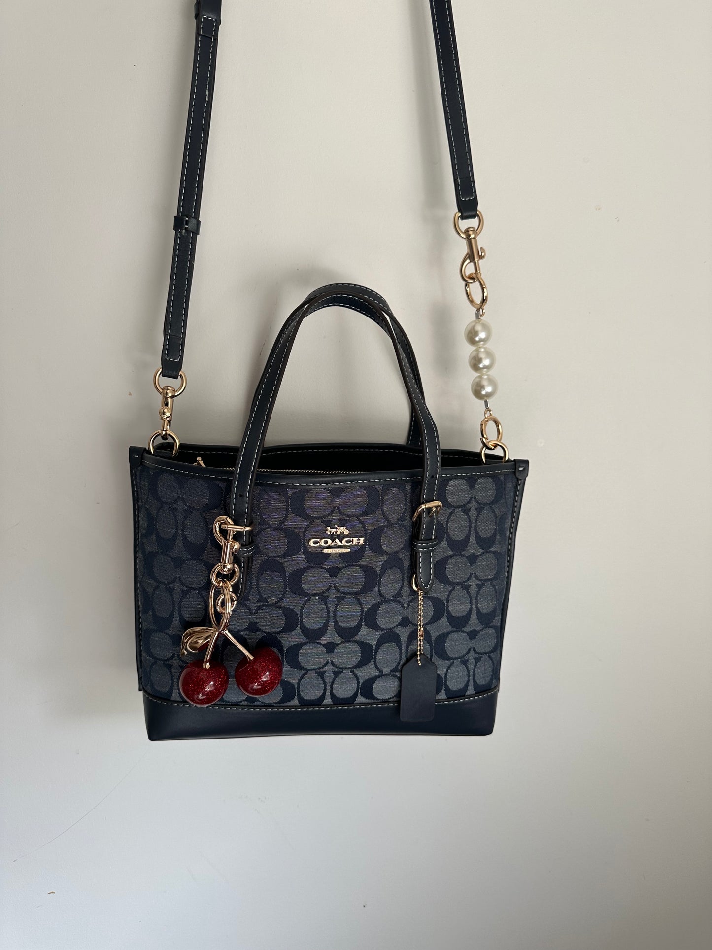 Denim Teri Coach Shoulder Handbag