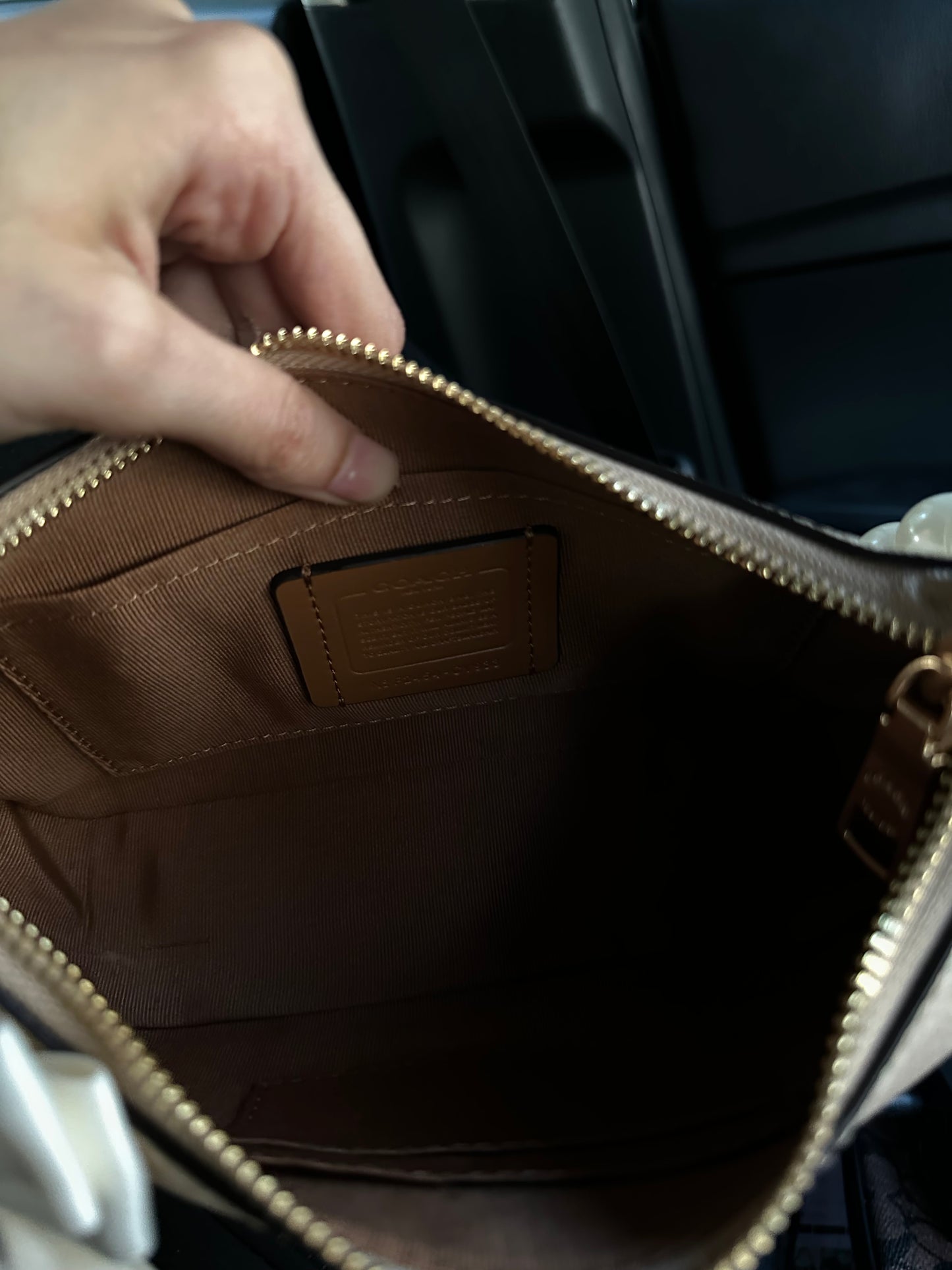 White Beige  Teri Coach Shoulder Handbag