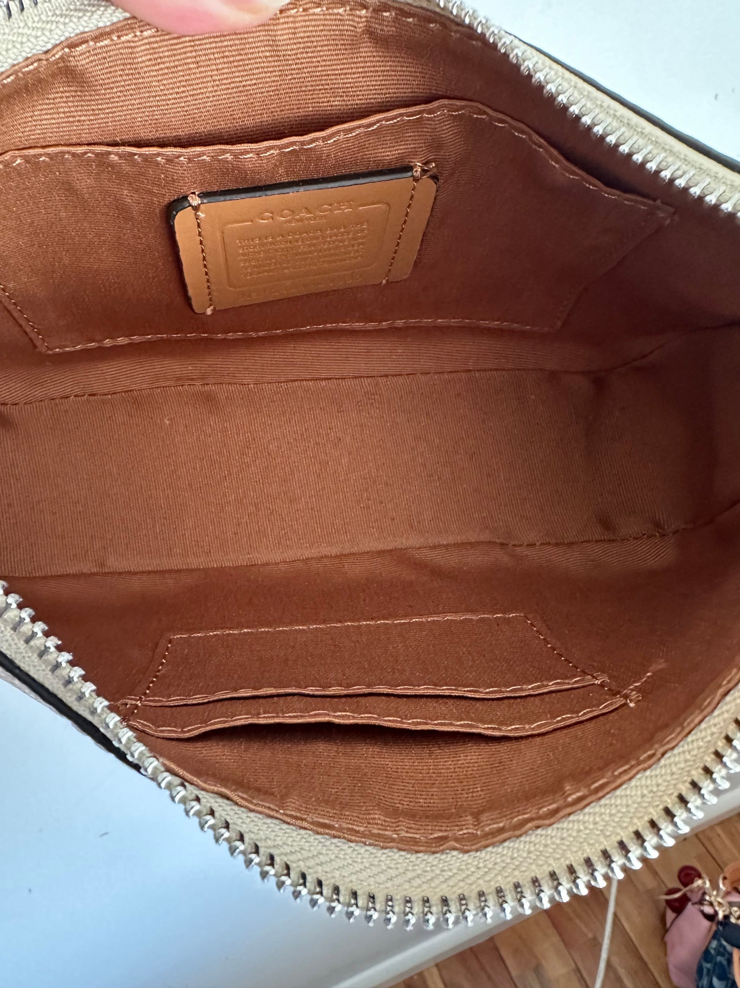 Silver brown Beige Teri Coach Shoulder Handbag