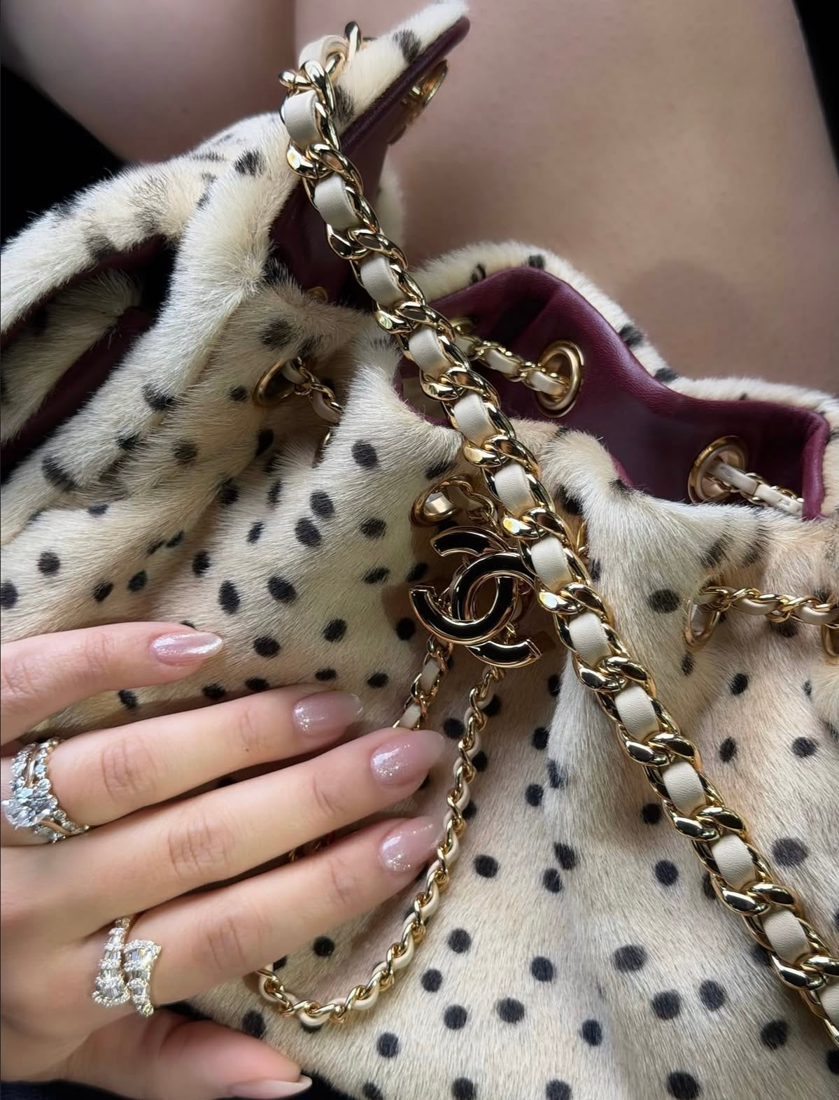 Leopard Faux Fur Chain Shoulder Bag