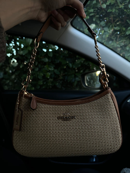 Beige brown Beach Teri Coach Shoulder Handbag