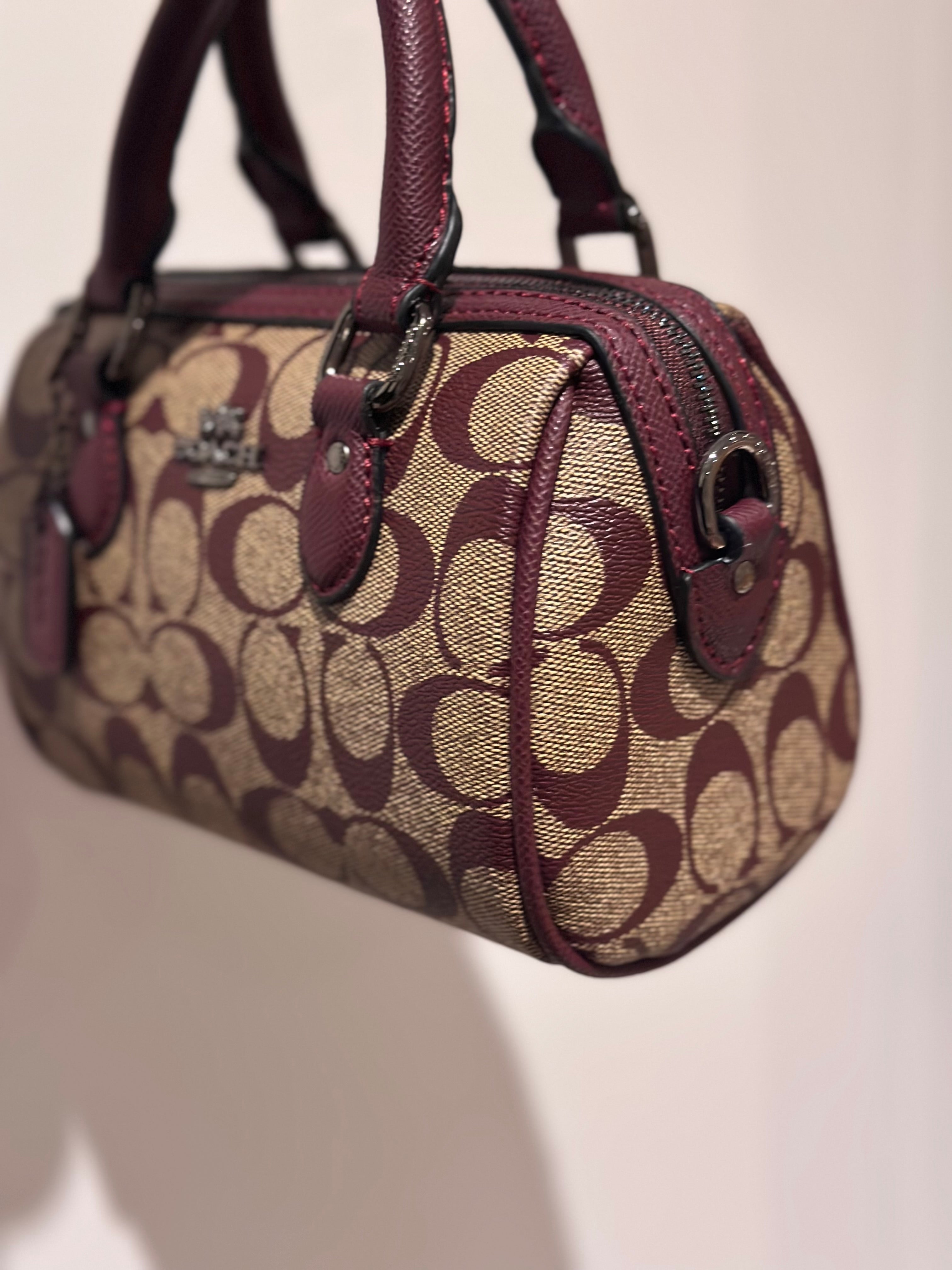 Mini Rowan Satchel Signature Canvas Burgundy Crossbody Bag