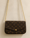 Vintage Monogram Canvas Chain Crossbody Wallet Bag – Brown | Y2K Shoulder Bag
