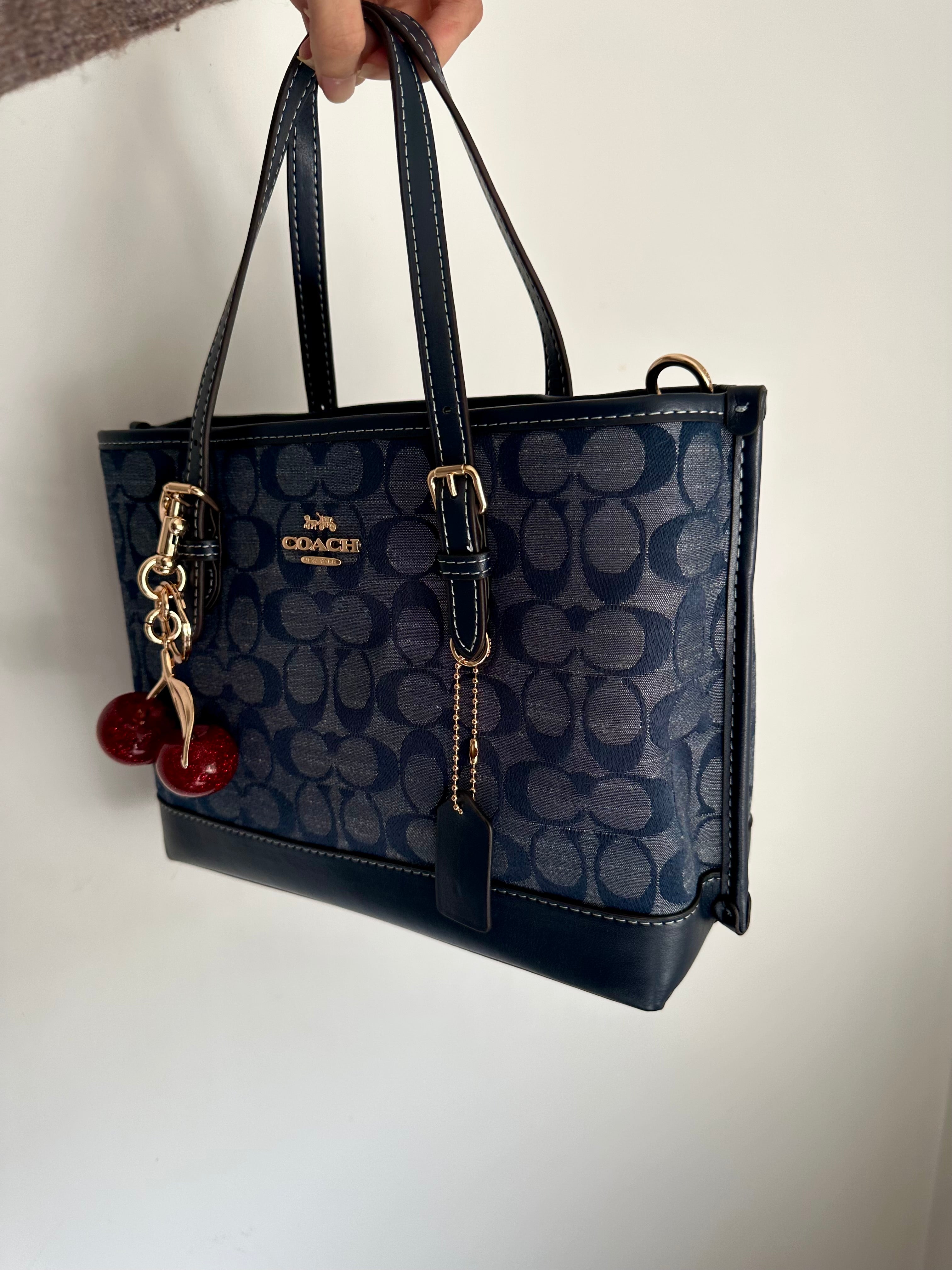 Denim Teri Coach Shoulder Handbag