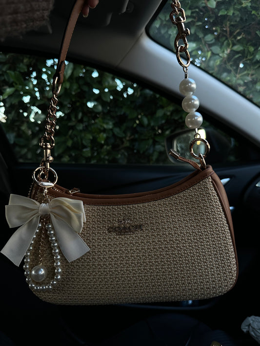 Beige brown Beach Teri Coach Shoulder Handbag