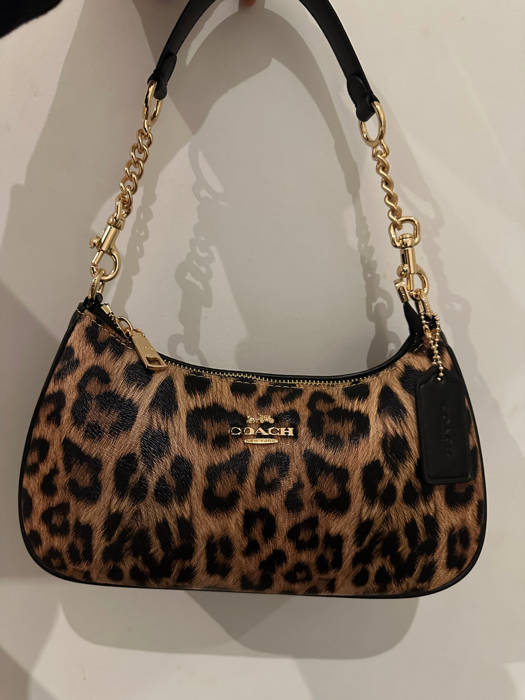Teri Leopard Black Shoulder Handbag