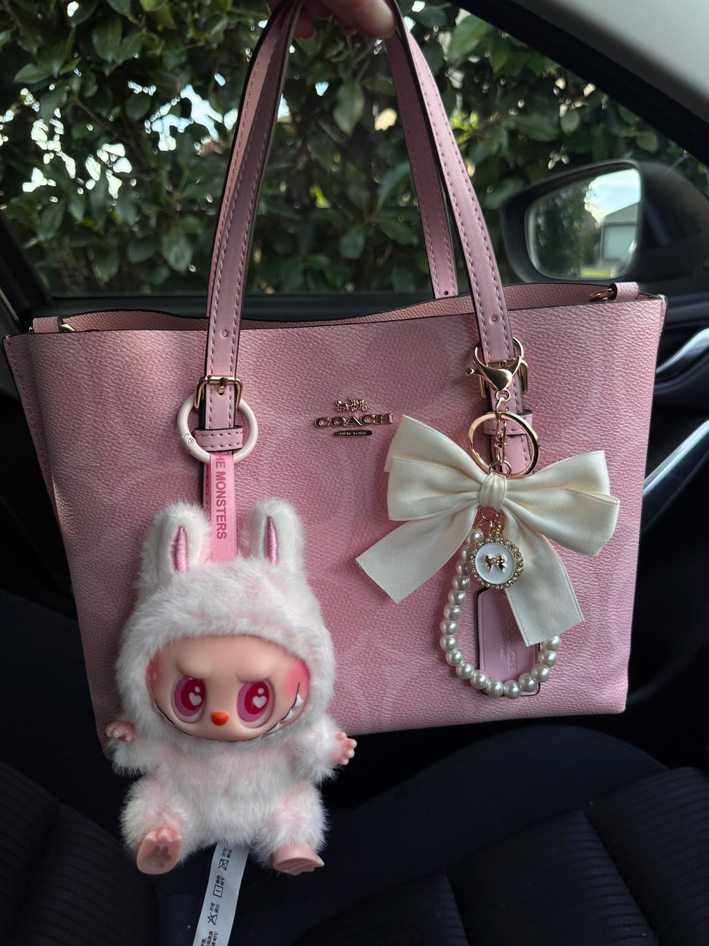 Pink Teri Coach Shoulder Handbag