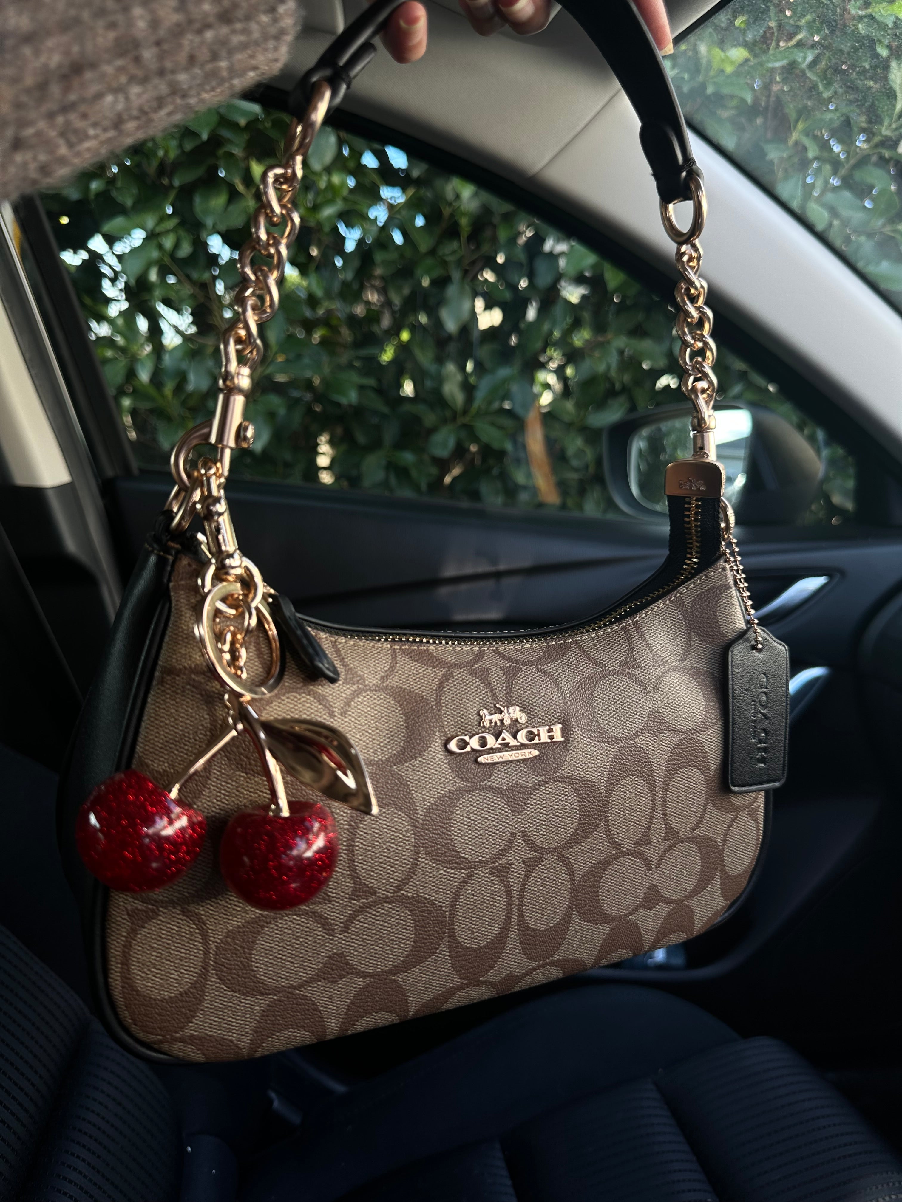 Beige Black Shoulder Handbag