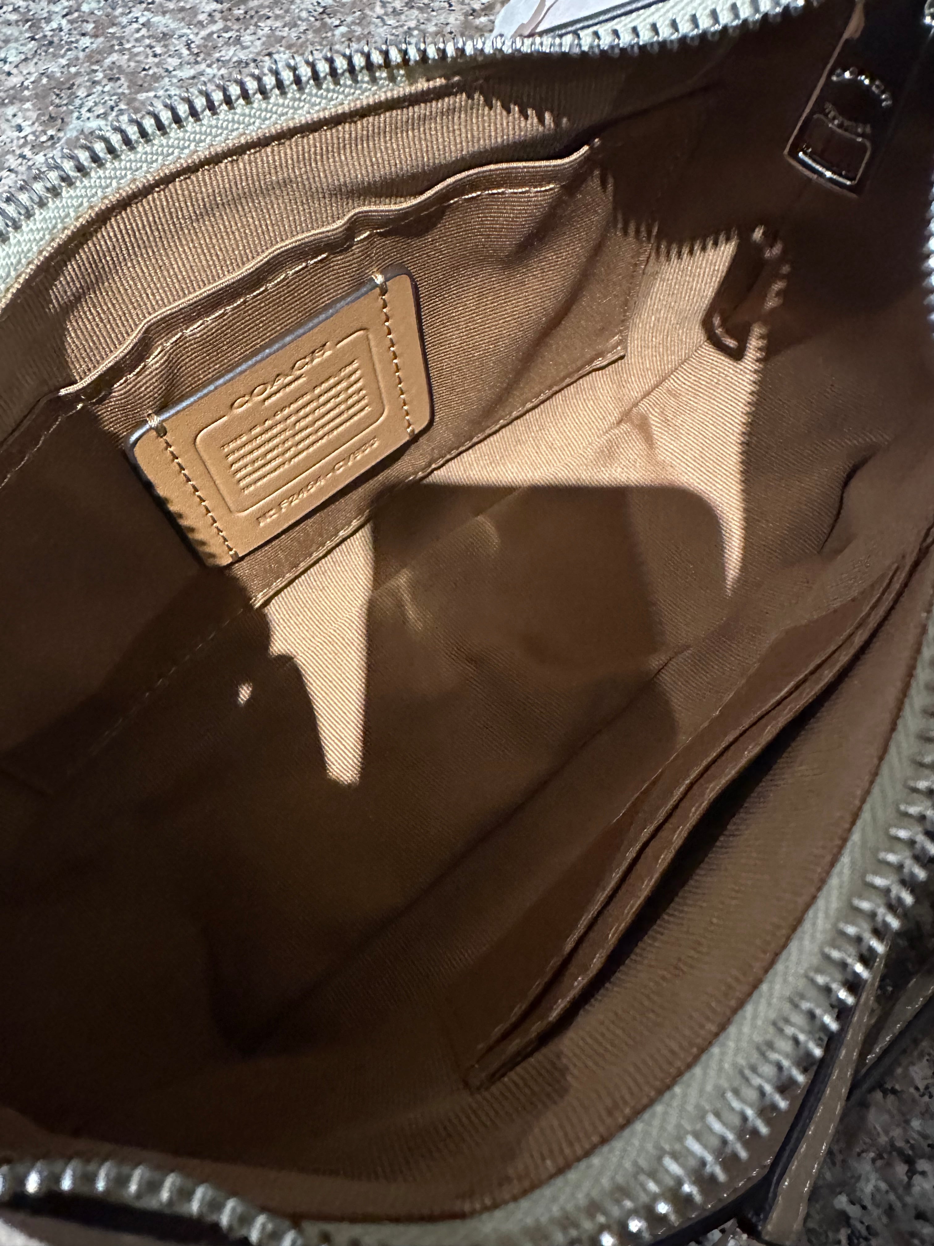 Silver brown Beige Teri Coach Shoulder Handbag