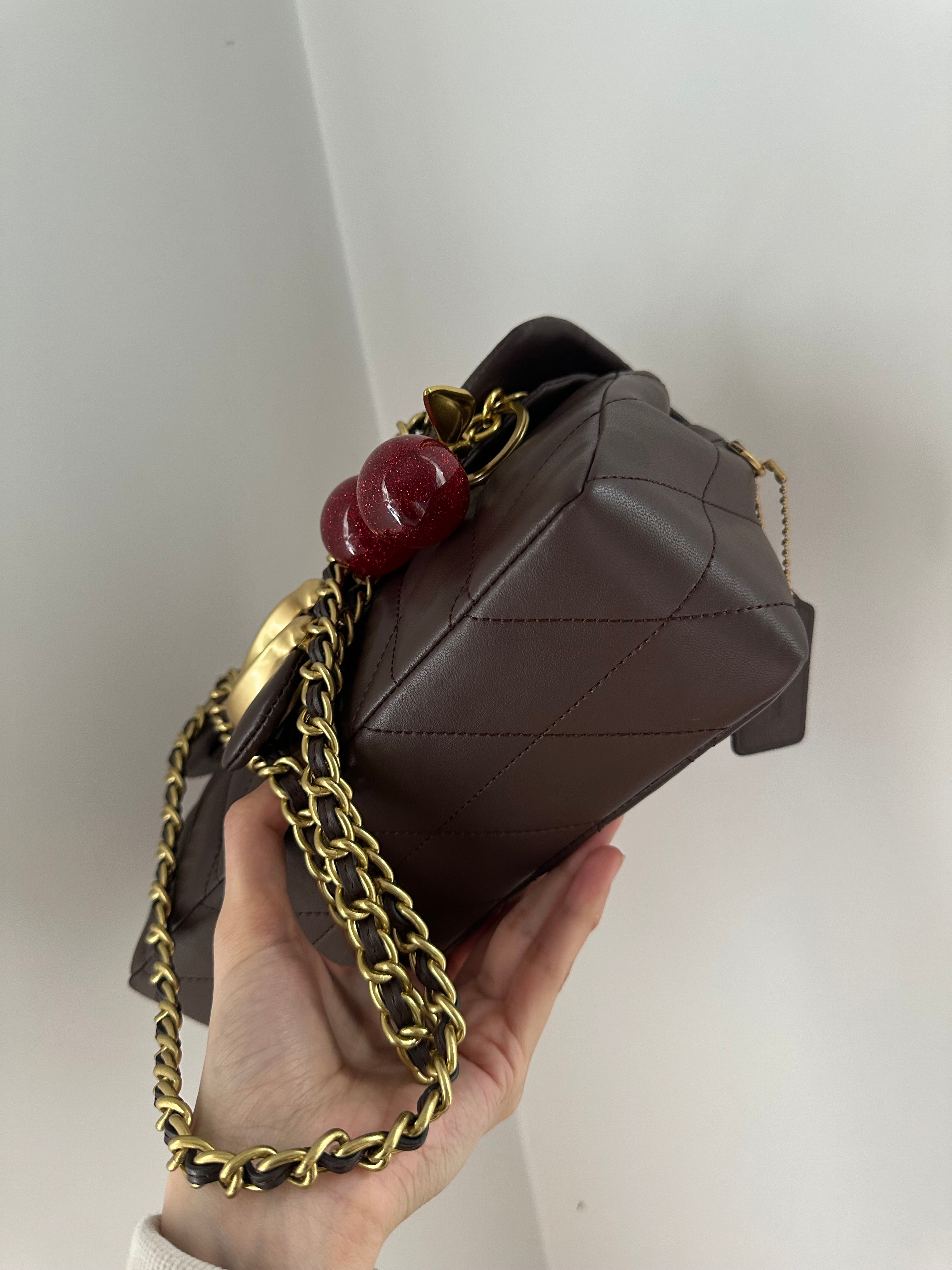 Tabby 26 Chain Shoulder Bag – Chocolate Brown