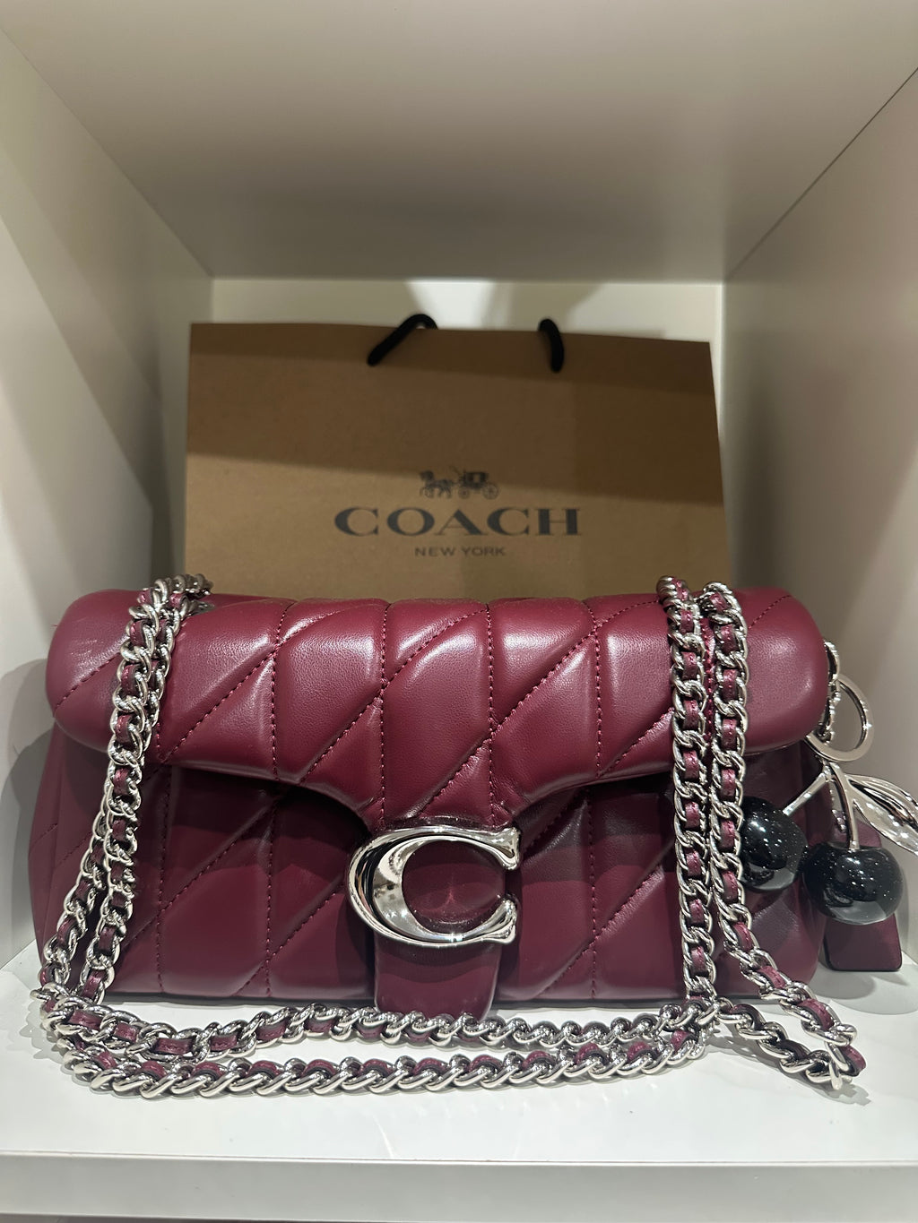 Burgundy leather Tabby 26 Charmed bag