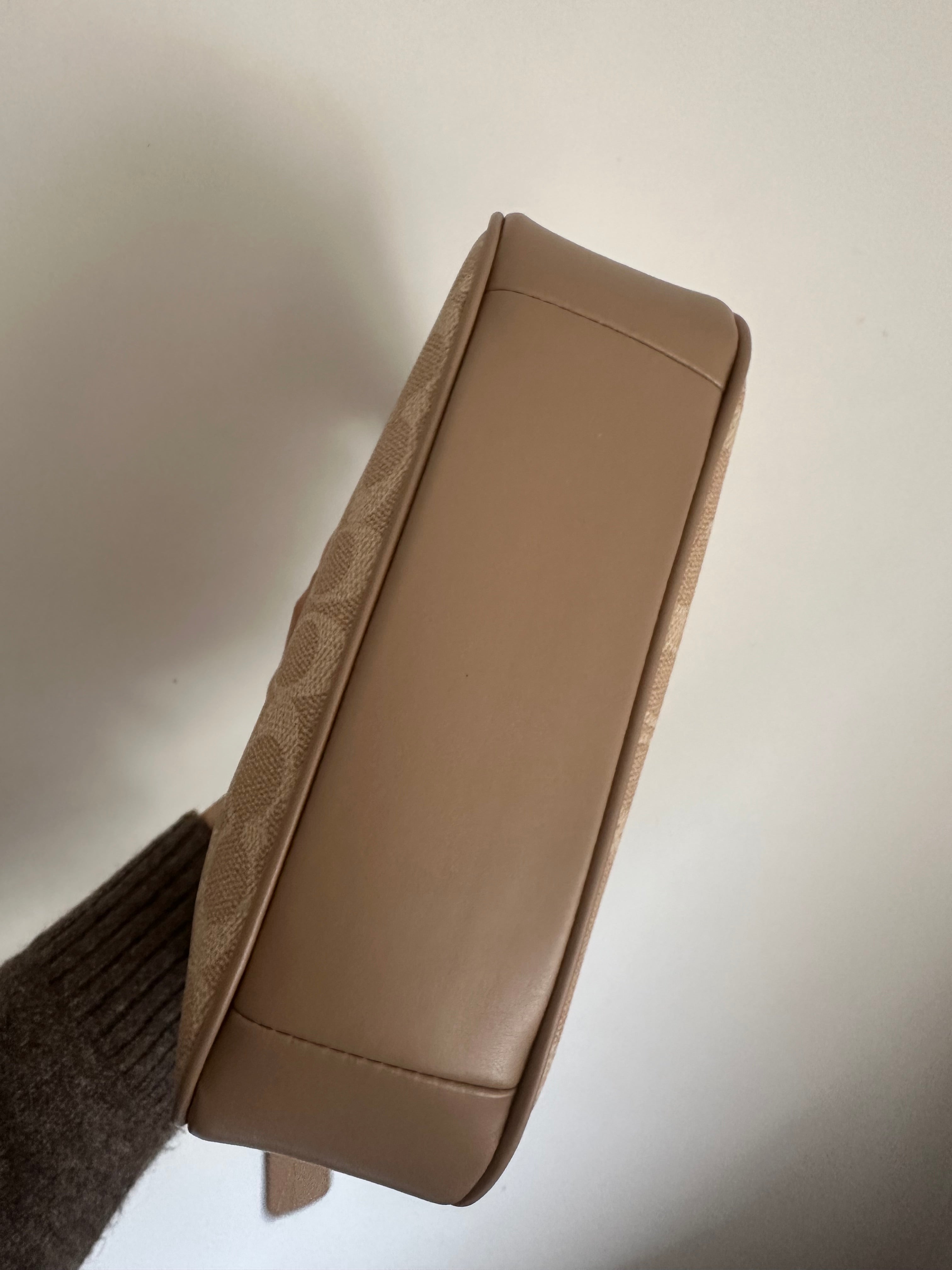 Silver brown Beige Teri Coach Shoulder Handbag