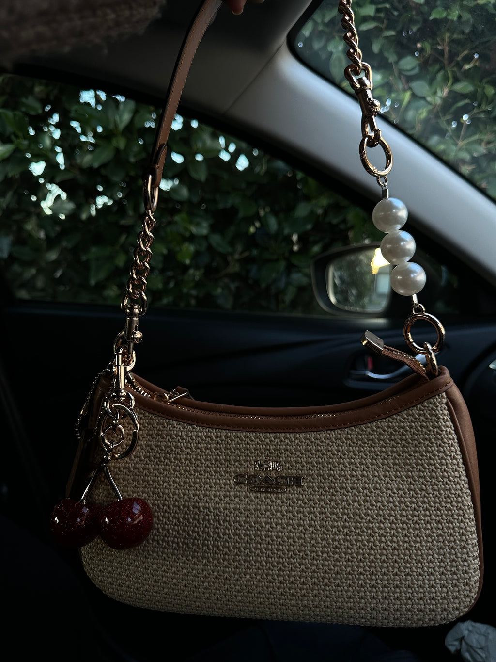 Beige brown Beach Teri Coach Shoulder Handbag