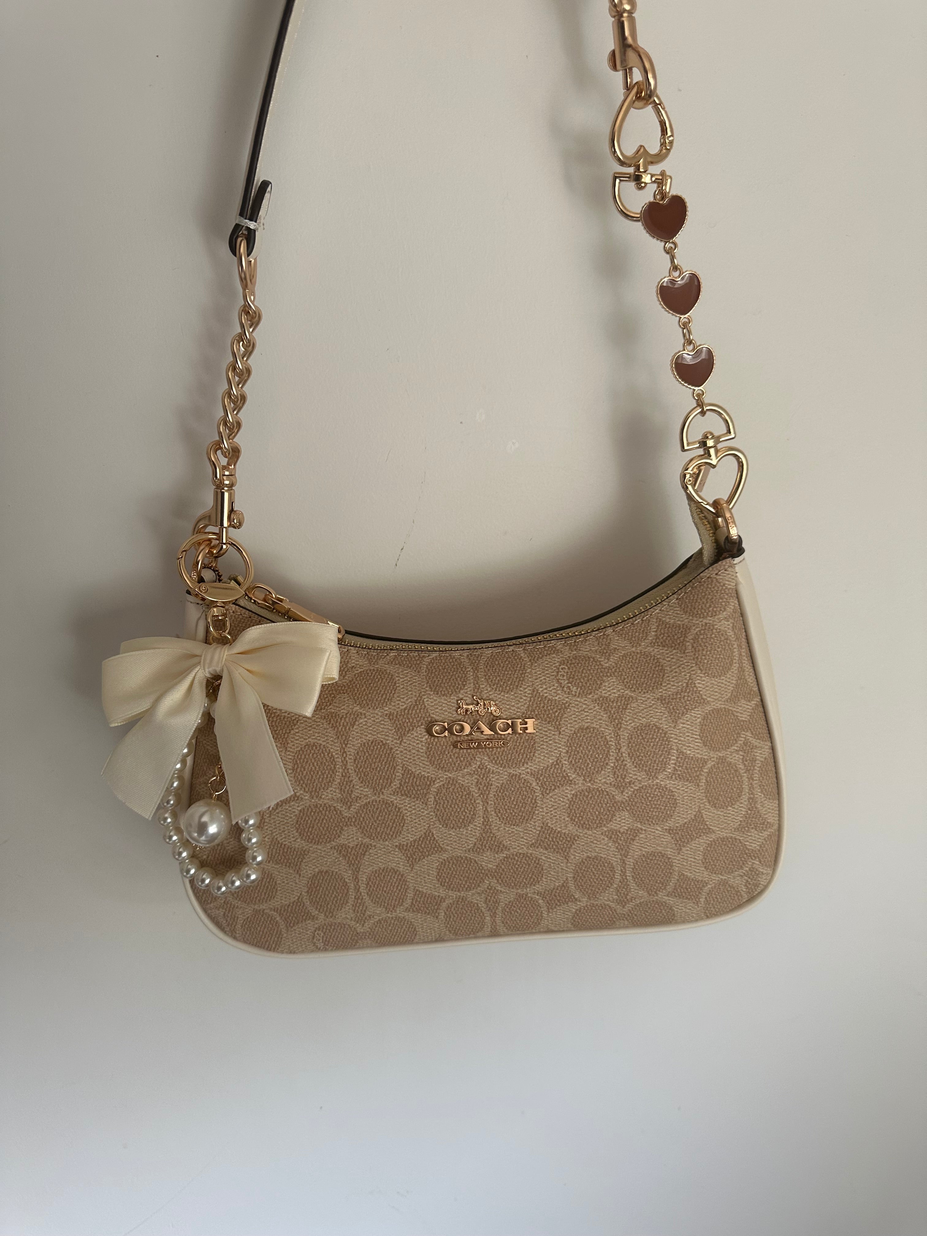 Beige cream Teri Coach Shoulder Handbag