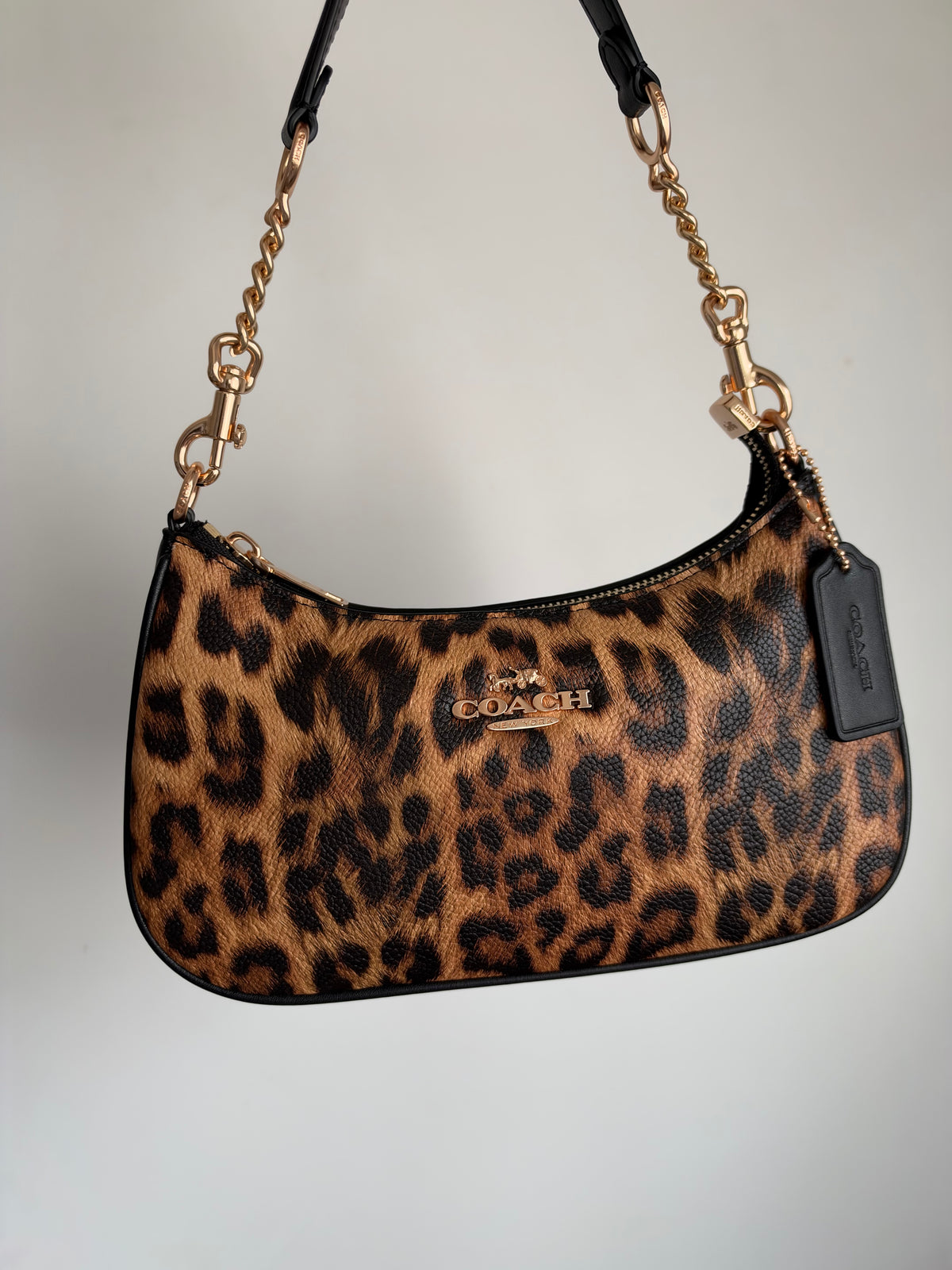 Teri Leopard Black Shoulder Handbag
