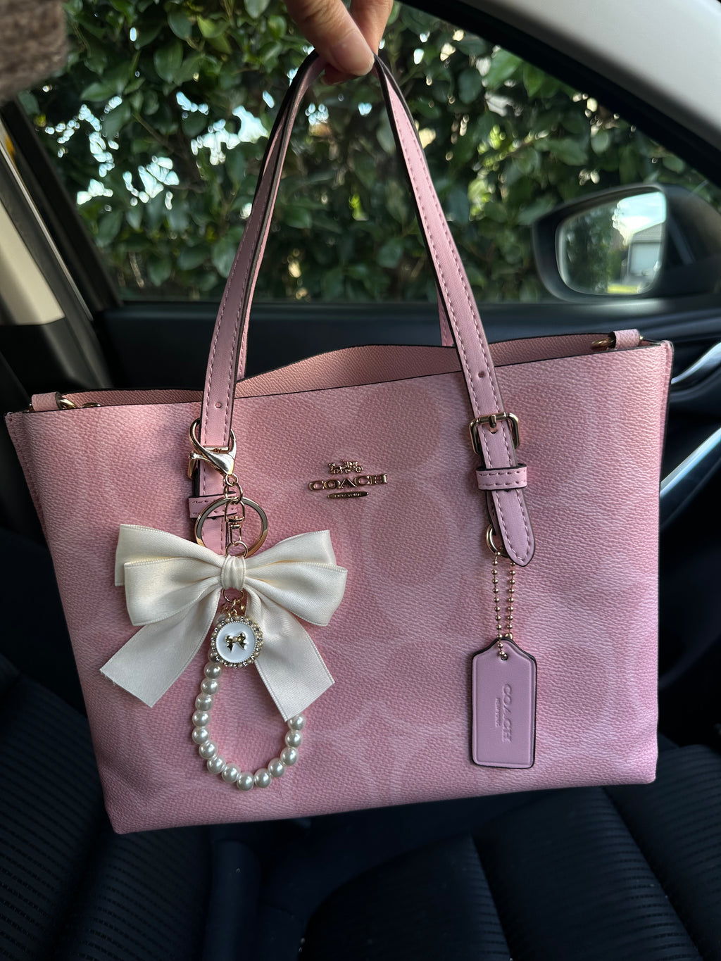 Pink Teri Coach Shoulder Handbag