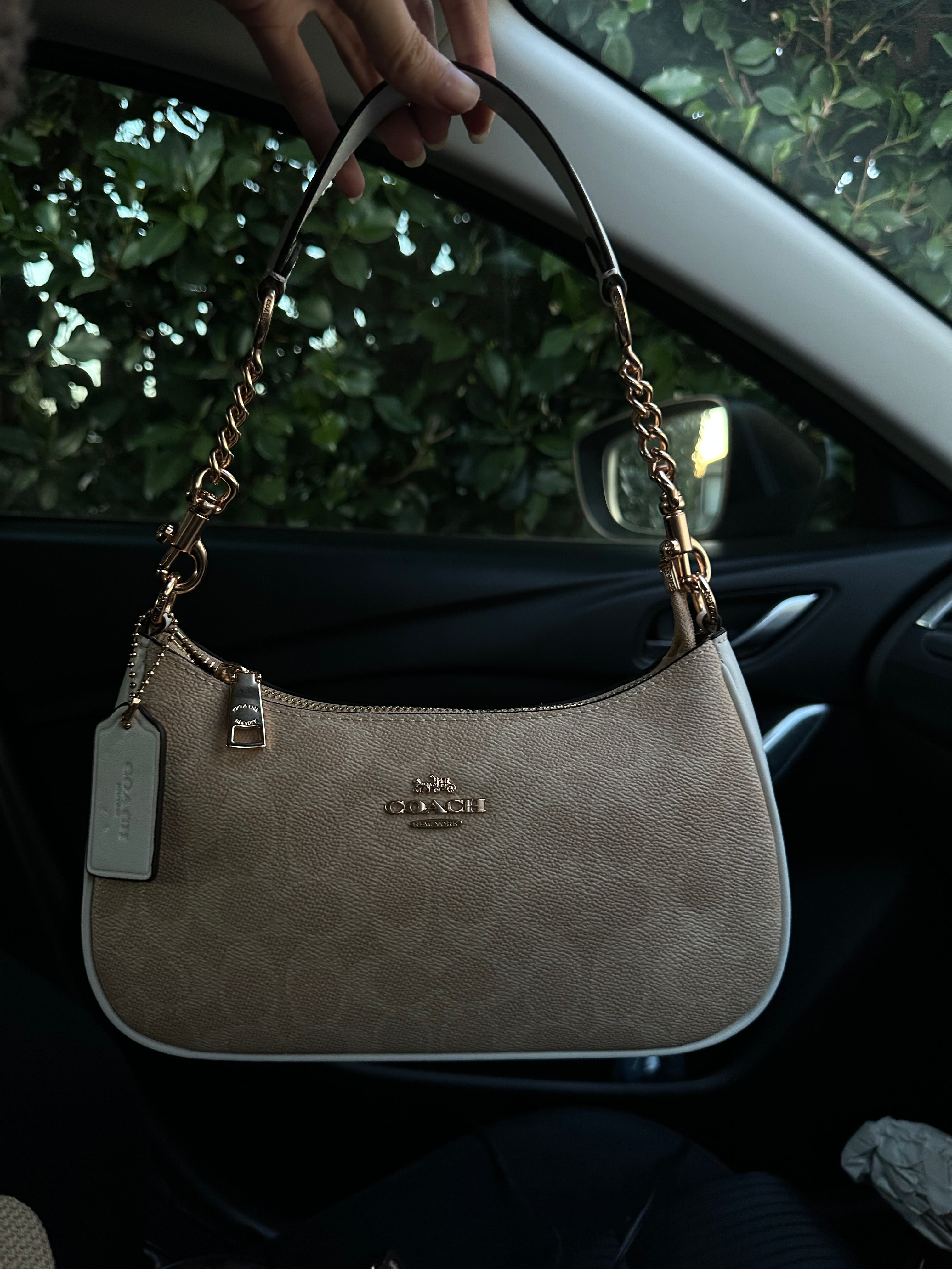 White Beige  Teri Coach Shoulder Handbag
