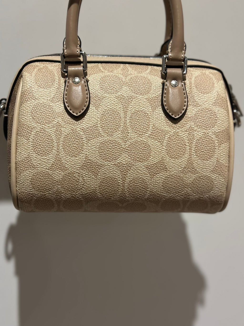 Mini Rowan Satchel Signature Canvas Beige Crossbody Bag