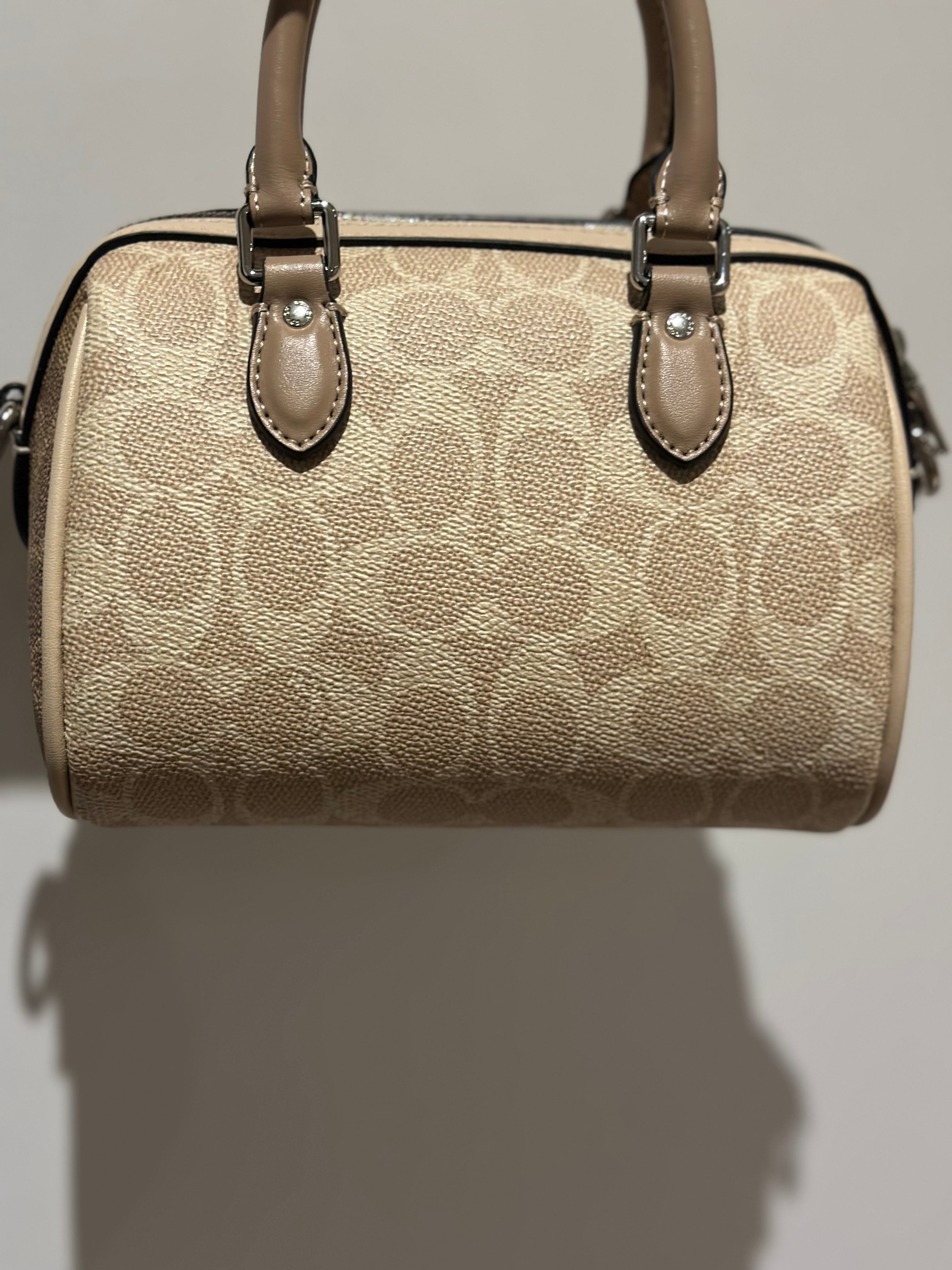 Mini Rowan Satchel Signature Canvas Beige Crossbody Bag