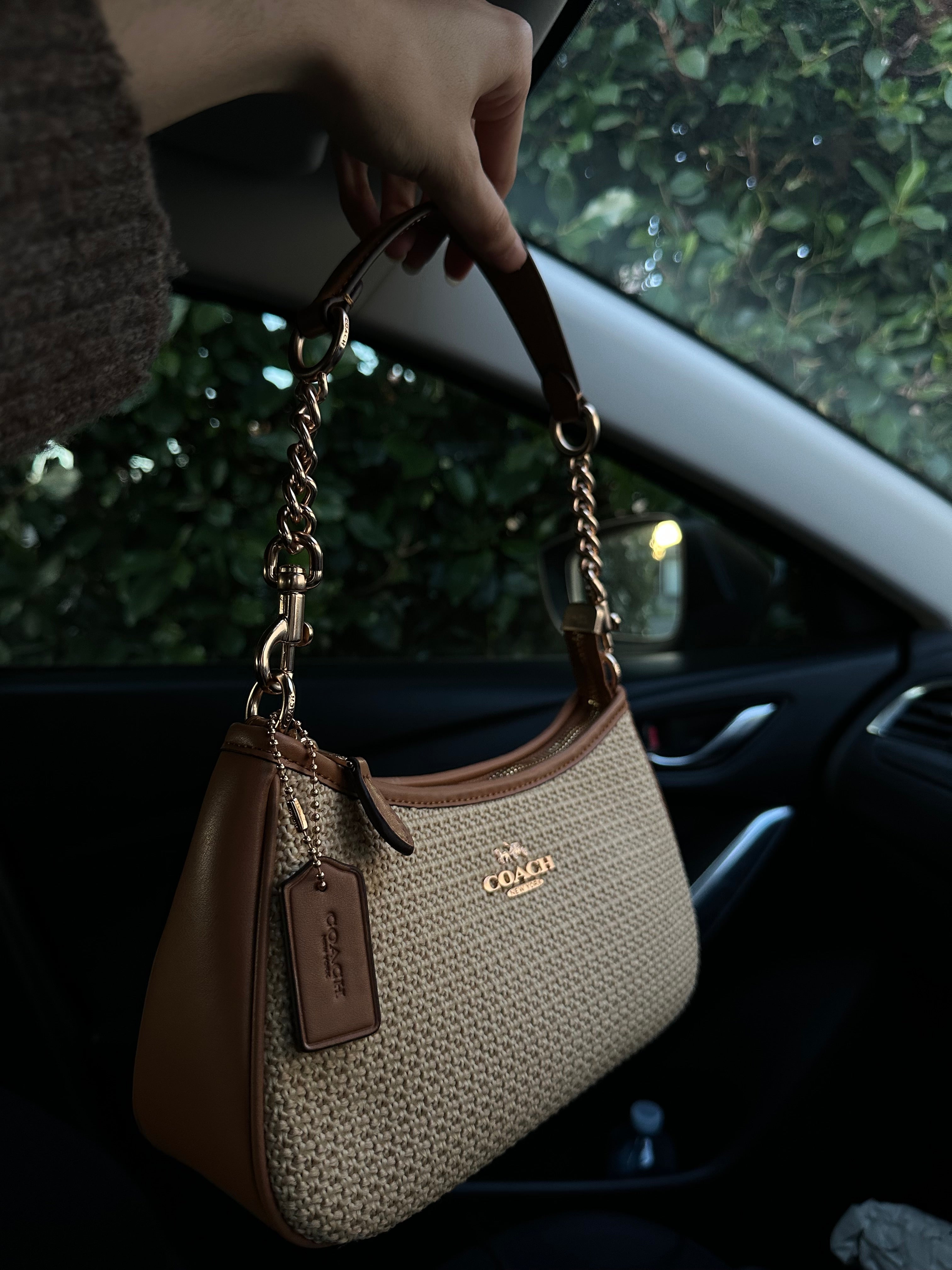 Beige brown Beach Teri Coach Shoulder Handbag