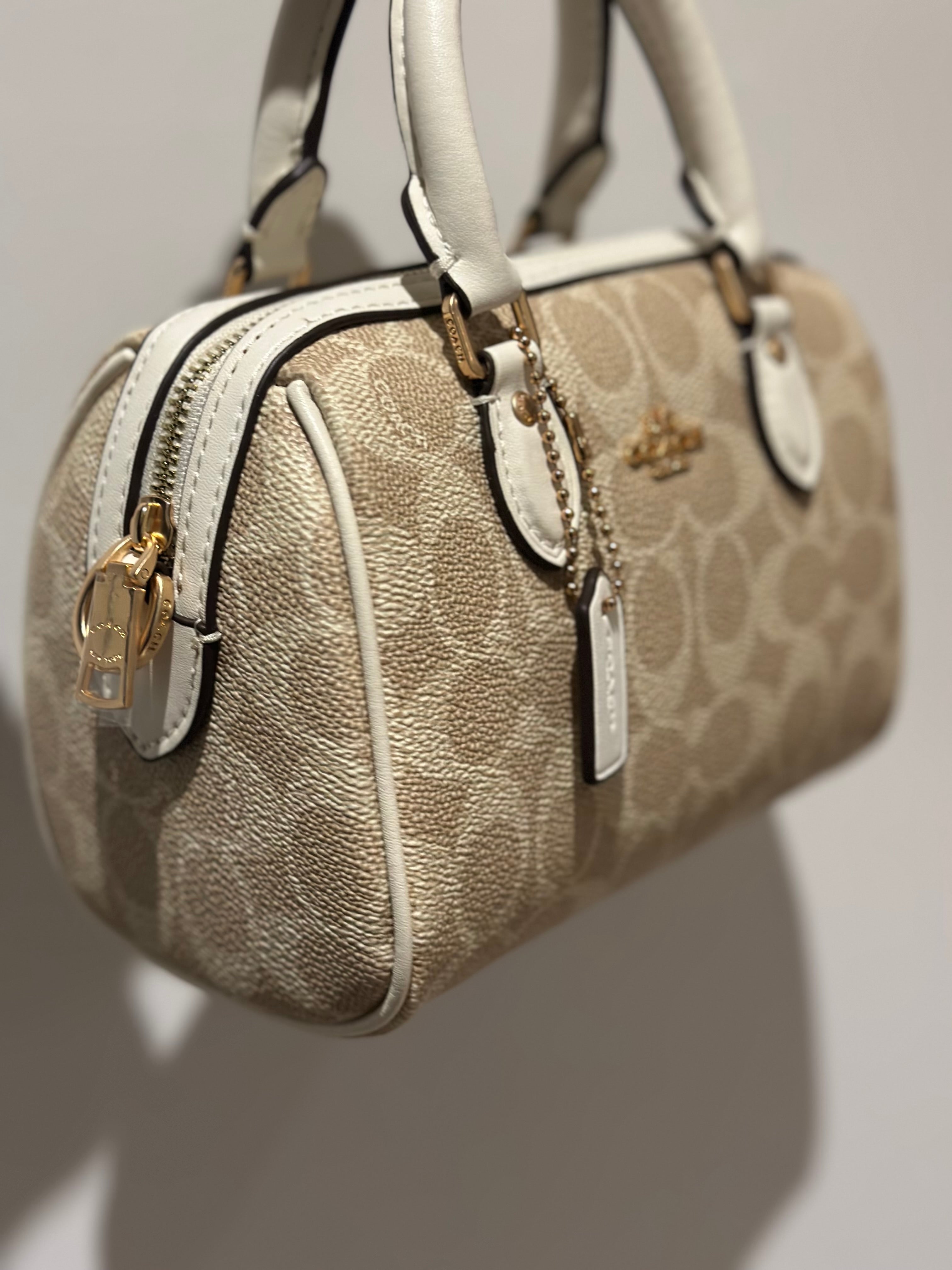Mini Rowan Satchel Signature Canvas Beige Crossbody Bag