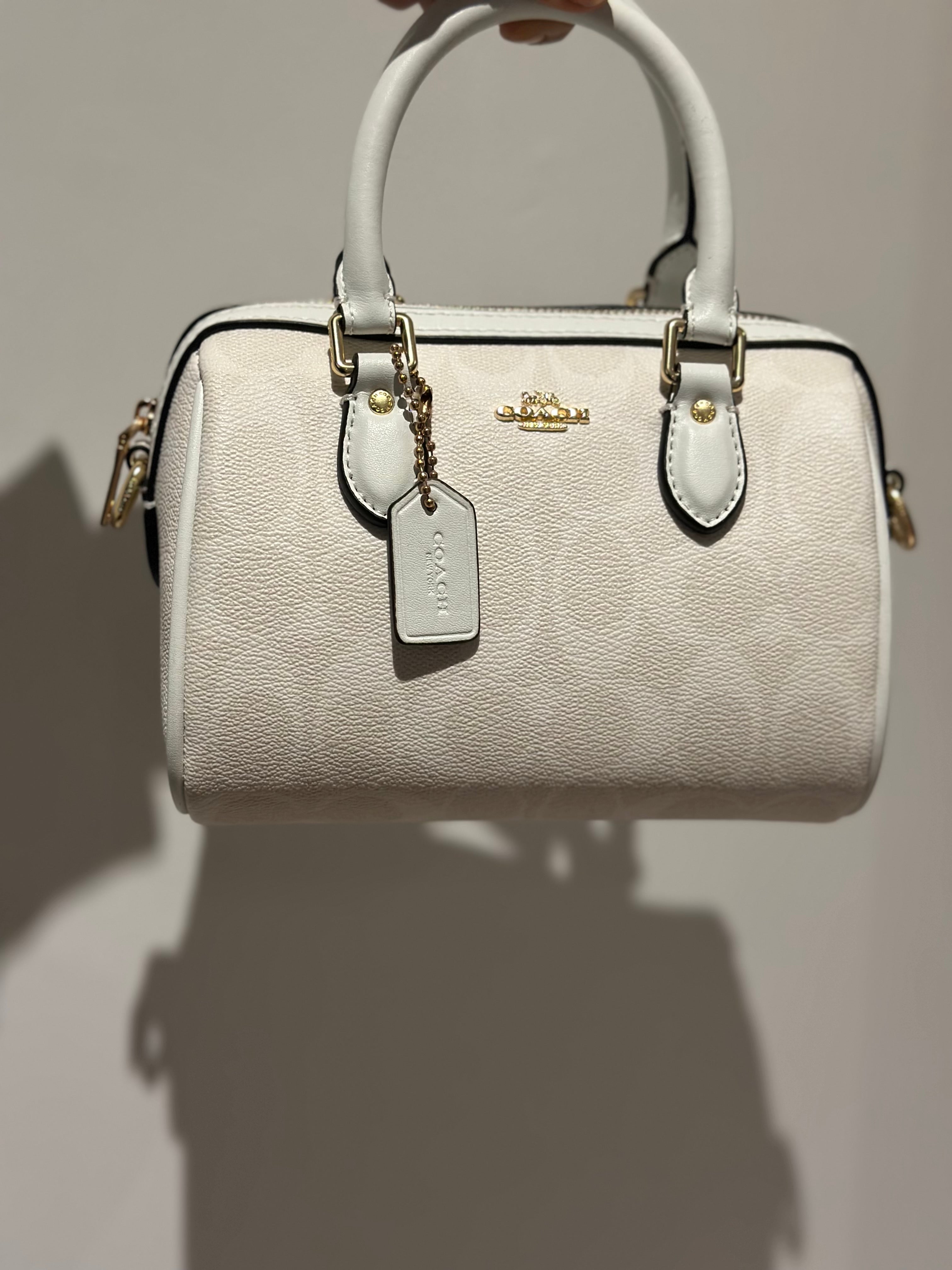 Mini Rowan Satchel Signature Canvas White Crossbody Bag