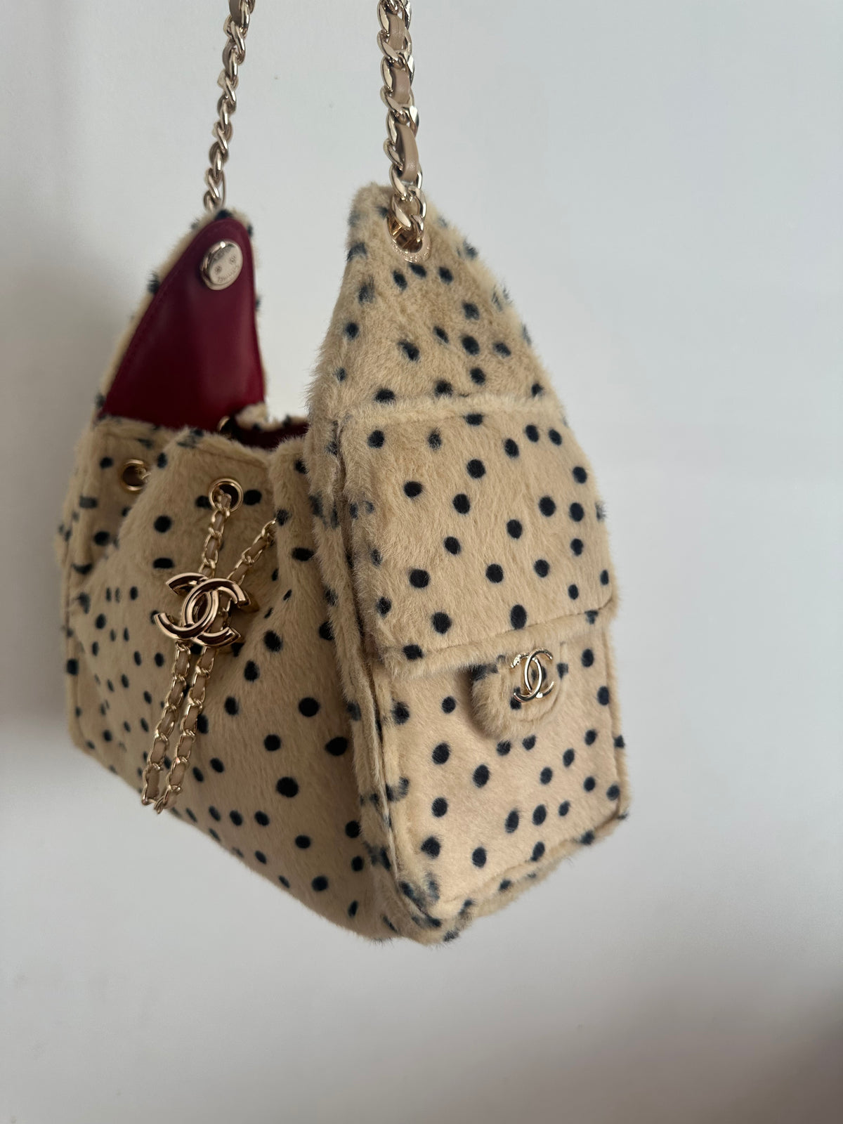 Leopard Faux Fur Chain Shoulder Bag