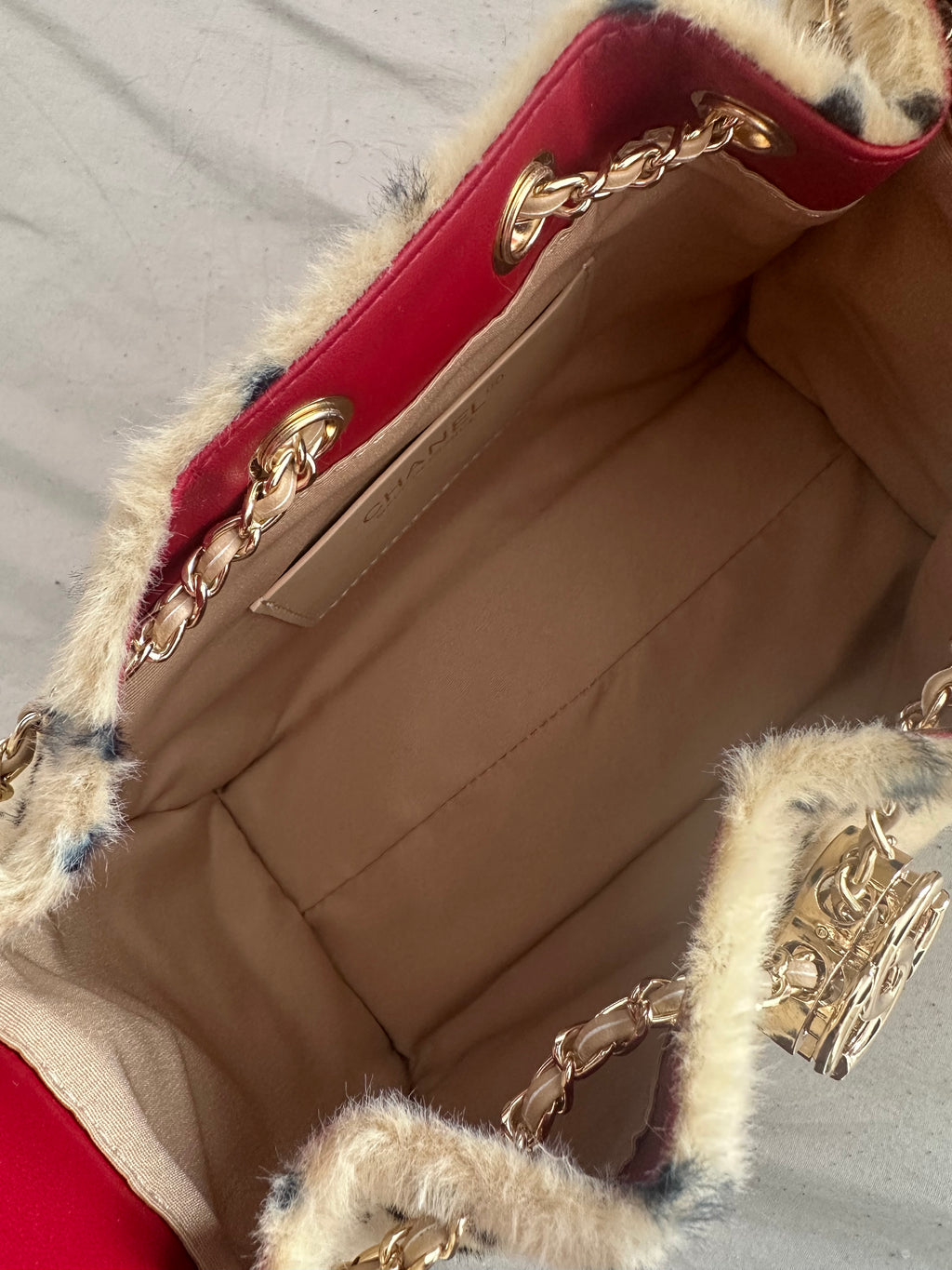 Leopard Faux Fur Chain Shoulder Bag