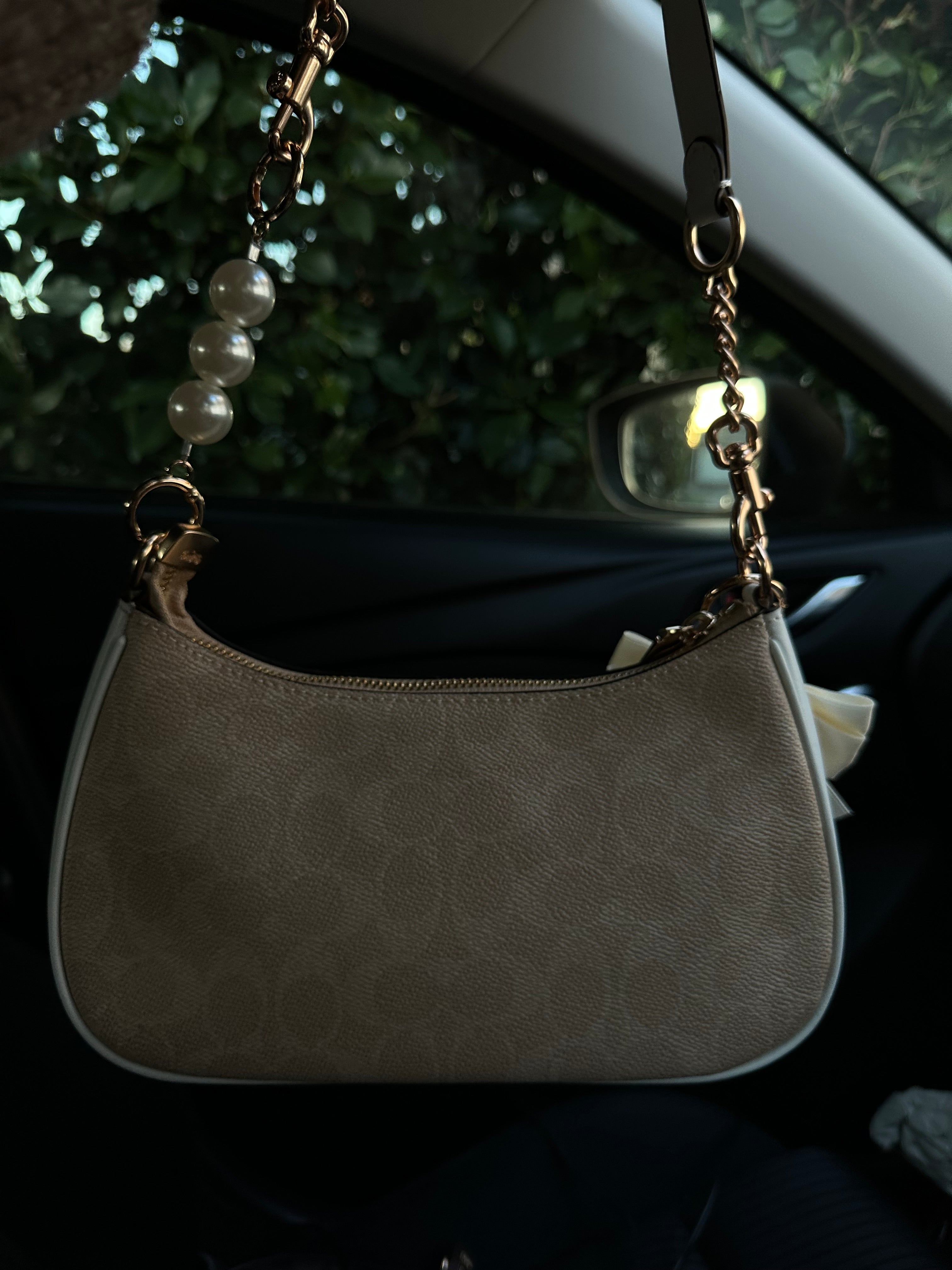 White Beige  Teri Coach Shoulder Handbag