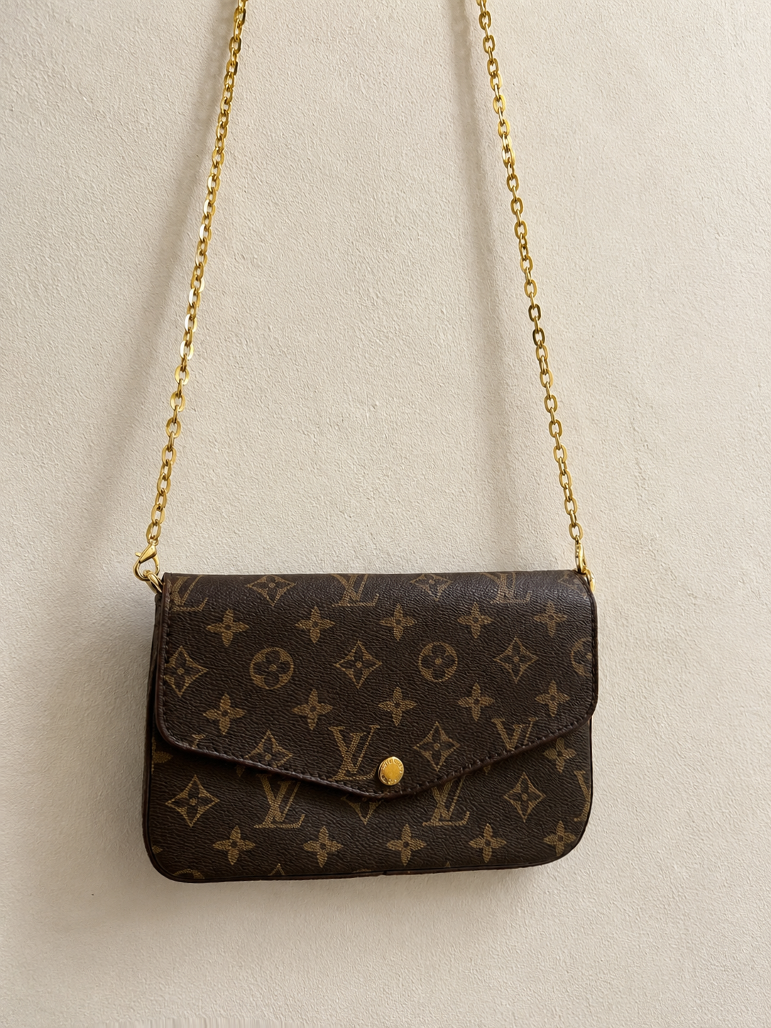 Vintage Monogram Canvas Chain Crossbody Wallet Bag – Brown | Y2K Shoulder Bag