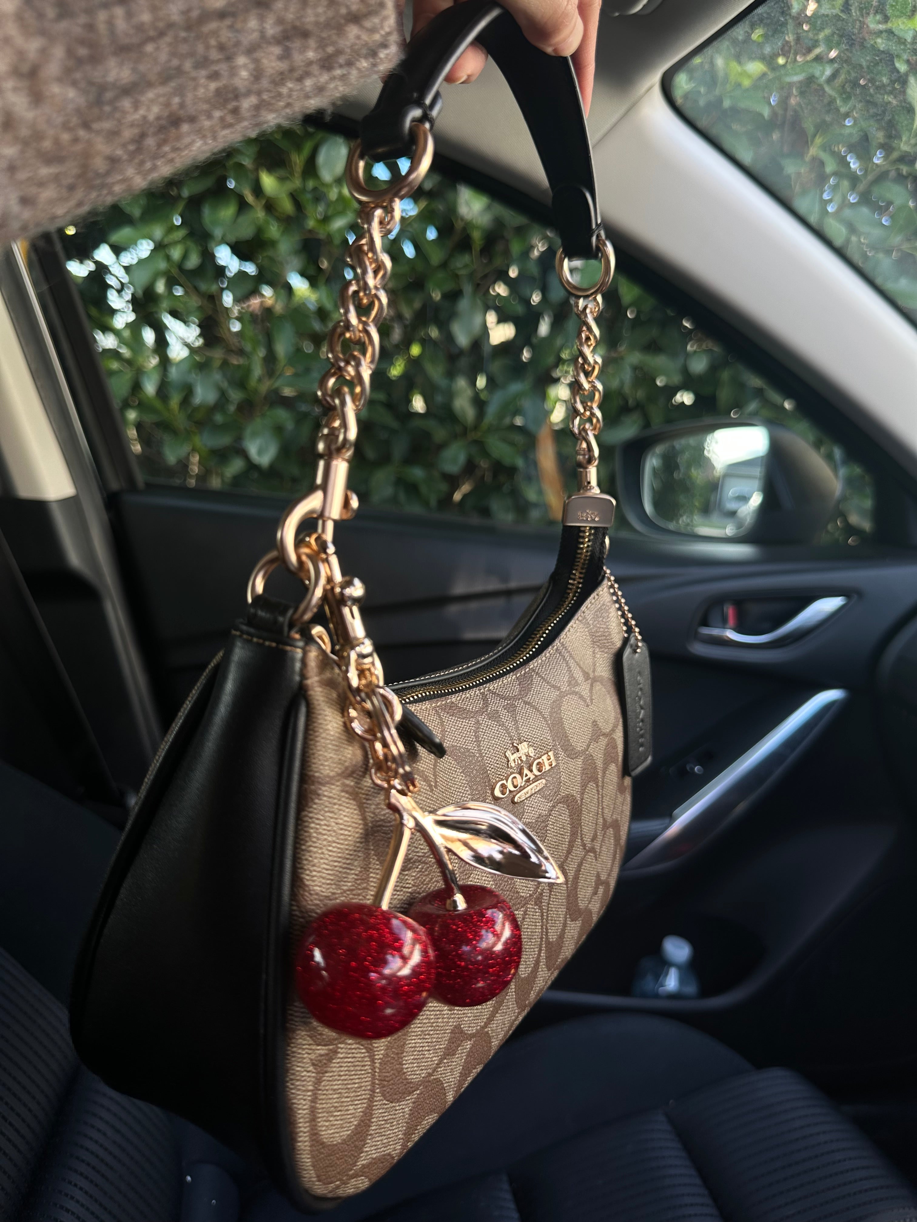 Beige Black Shoulder Handbag