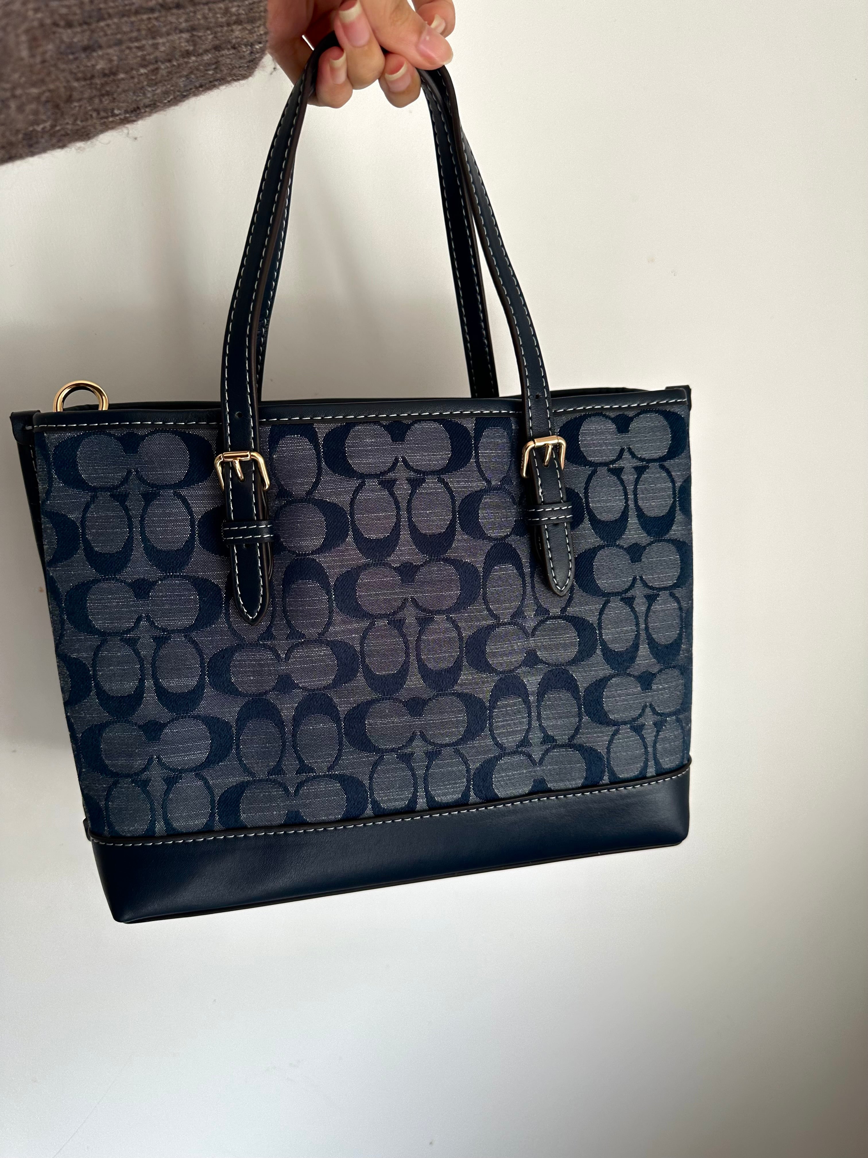 Denim Teri Coach Shoulder Handbag