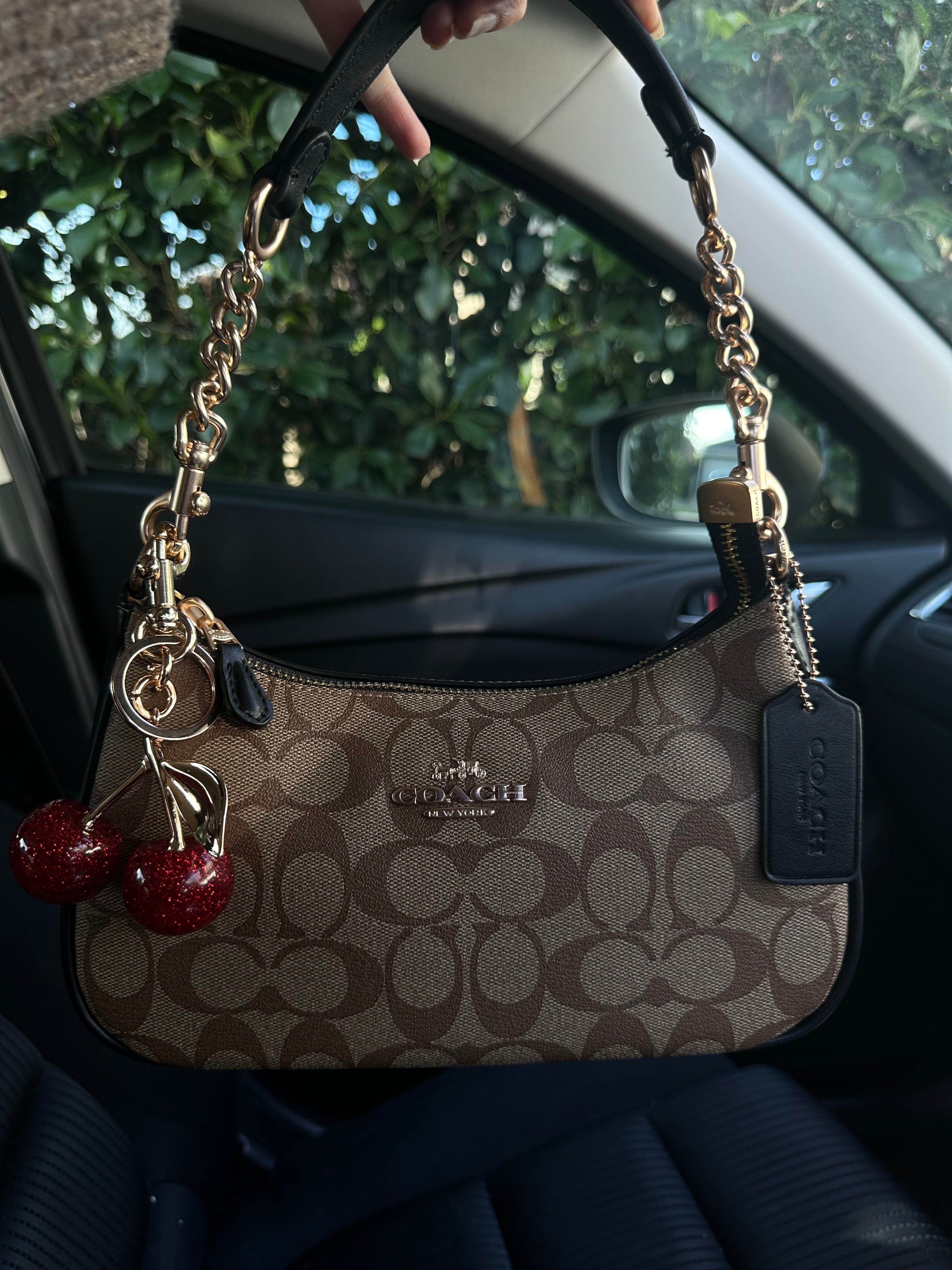 Beige Black Shoulder Handbag