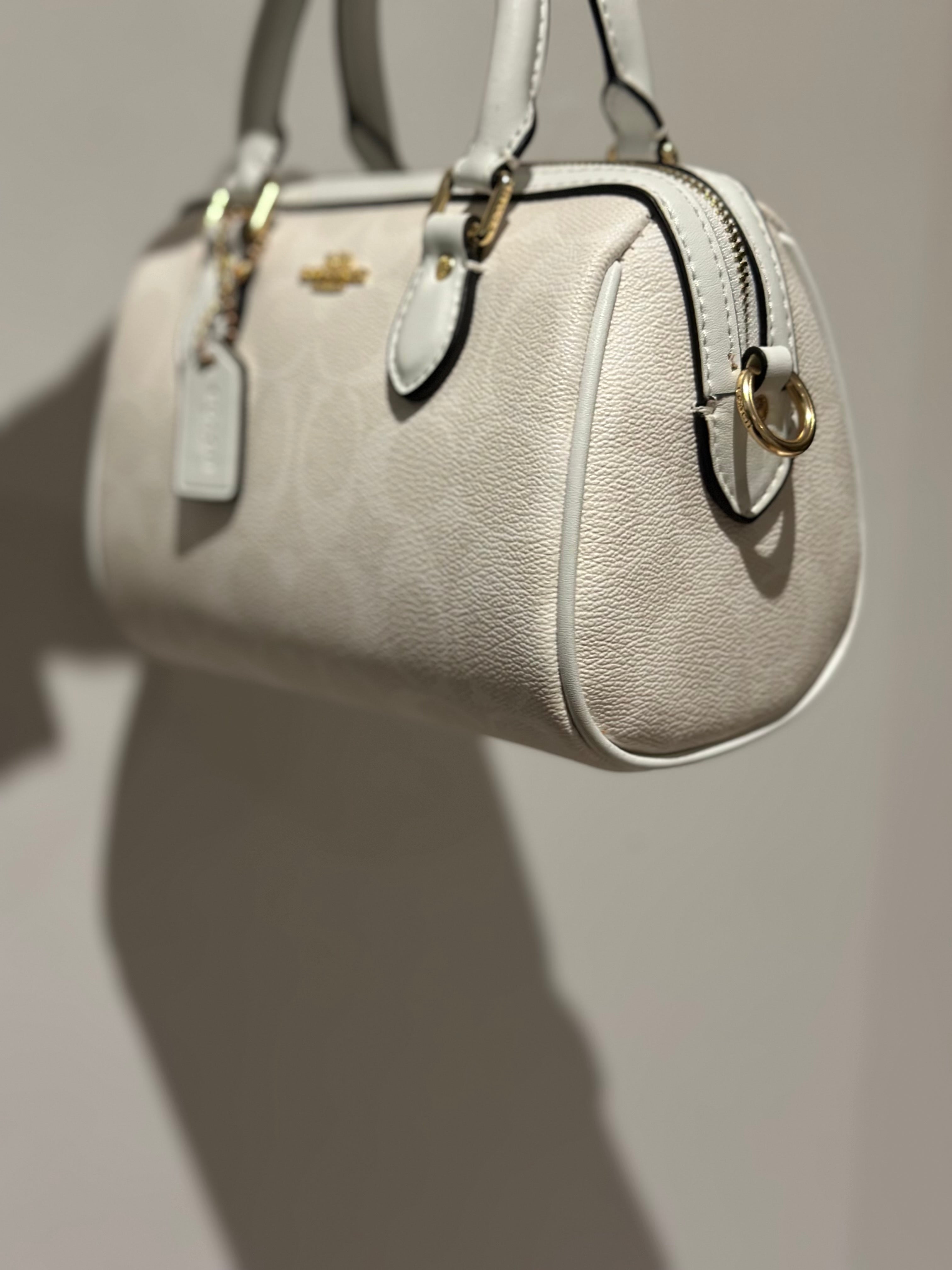 Mini Rowan Satchel Signature Canvas White Crossbody Bag