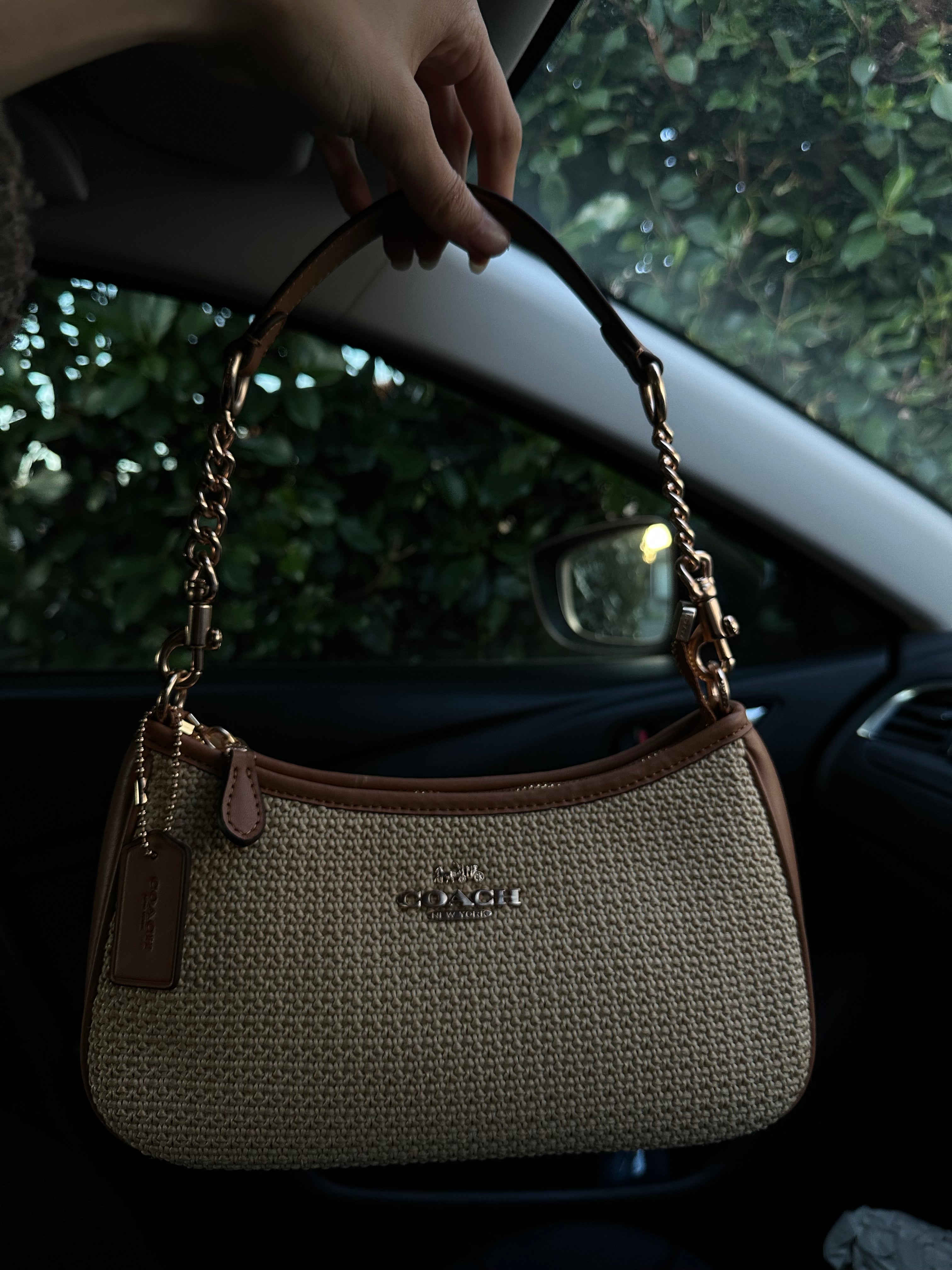 Beige brown Beach Teri Coach Shoulder Handbag