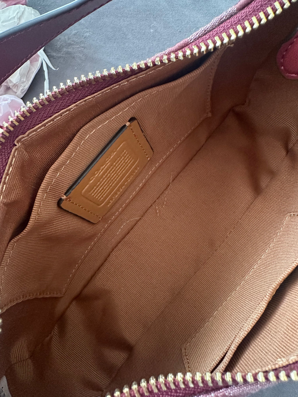 Teri Denim Shoulder Handbag Burgundy