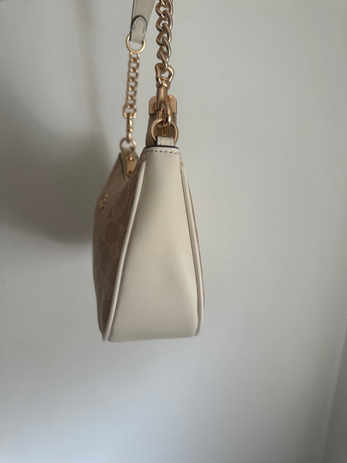 Beige cream Teri Coach Shoulder Handbag