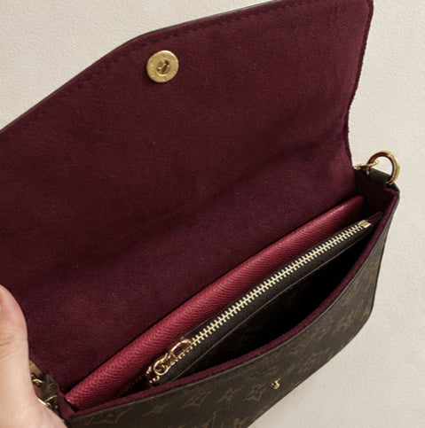 Vintage Monogram Canvas Chain Crossbody Wallet Bag – Brown | Y2K Shoulder Bag