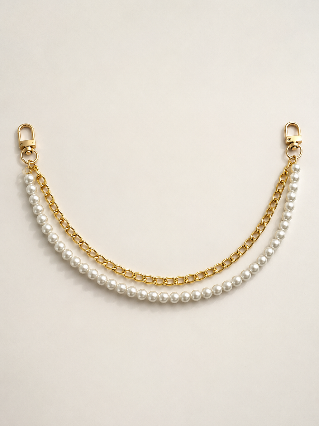 Pearl chain bag gold charm accessories