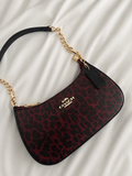 Teri Leopard Burgundy Shoulder Handbag