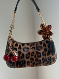 Teri Leopard Black Shoulder Handbag